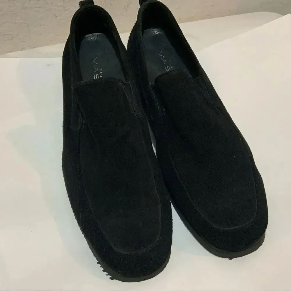 Via Spiga Studio Black Suede Men Loafers Size 10.5 M LikNew